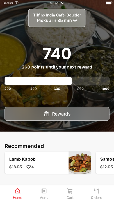 Tiffin's India Cafe - Boulder iPhone screenshot 1 - Food & Drink app