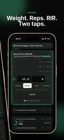 NotchLift - Simple Workout Log iPhone screenshot