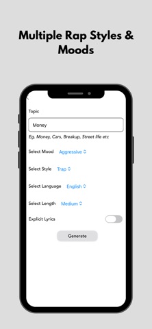 Rap Lyrics Generator:Lyric App iPhone screenshot