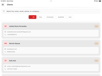 GFS CRM iPad screenshot