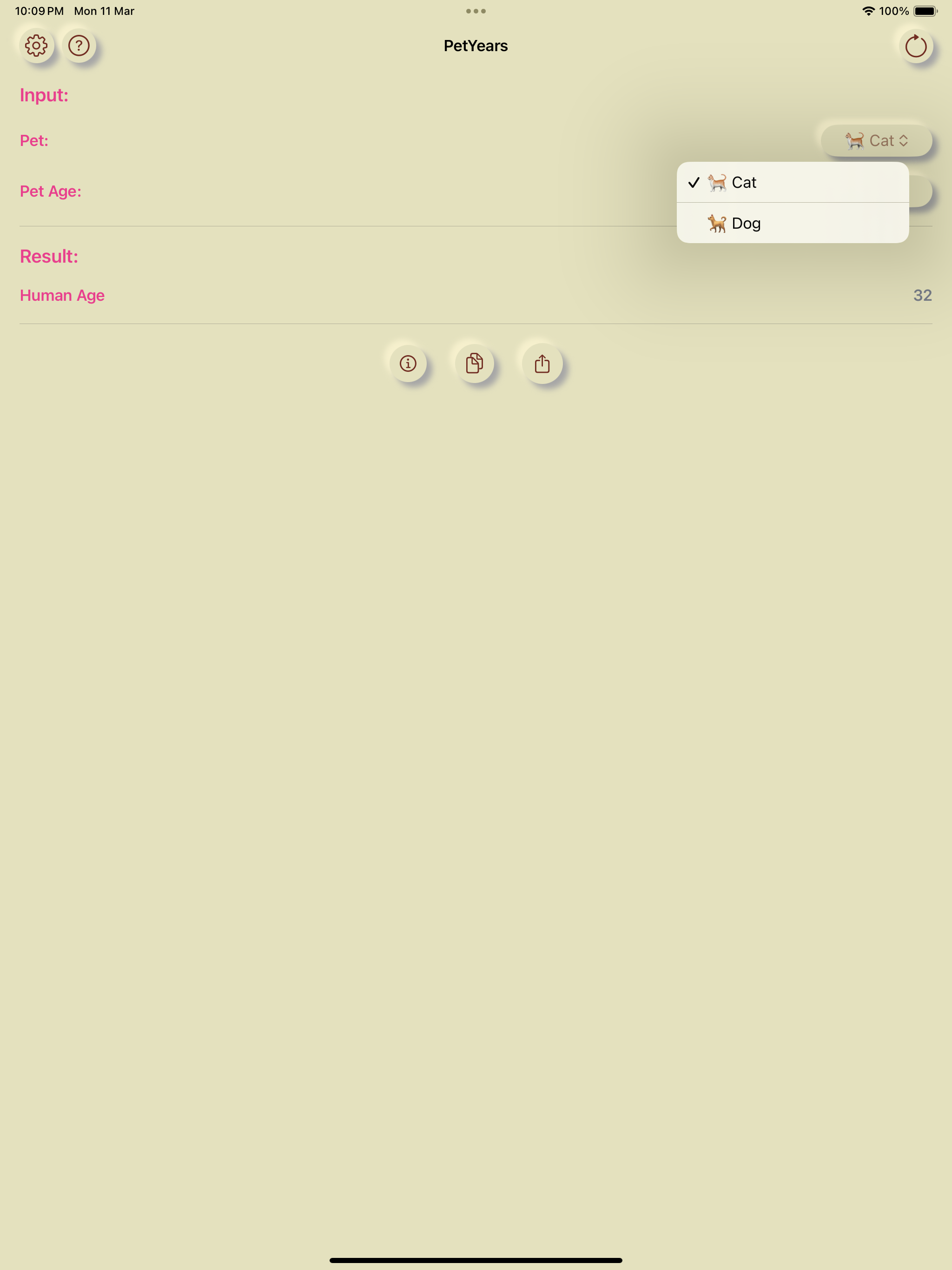 PetYears: Pet Age Calculator