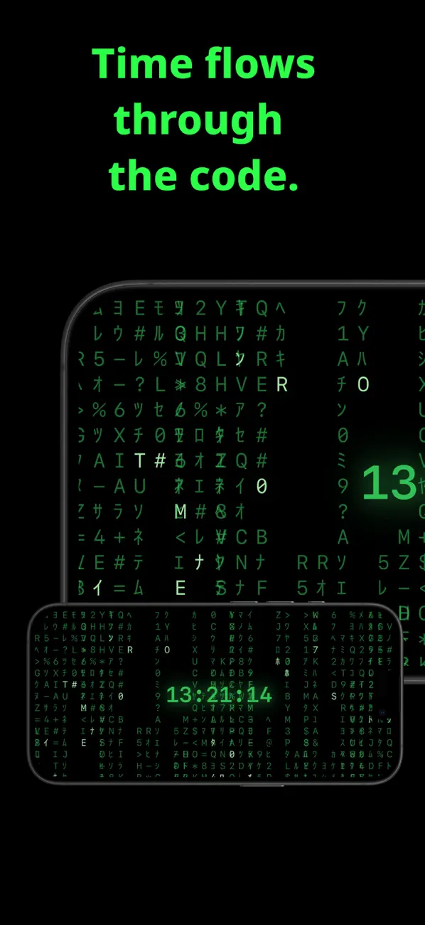 #3. Code Rain Clock (iOS) di: kohei yamane