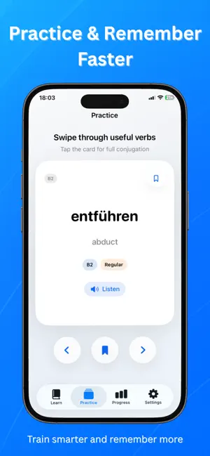 German Verb Trainer + Quiz screenshot 2