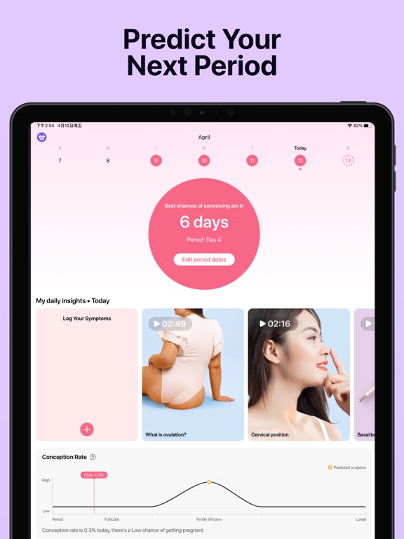 Fertility Tracker: Your Period iPad screenshot 1 - Health & Fitness app