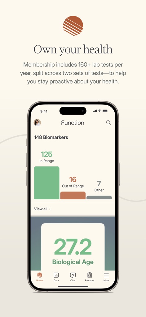 Function Health - Discover how the app provides a real-time overview of 148 Biomarkers and dynamically calculates a user's Biological Age, offering a comprehensive health snapshot.