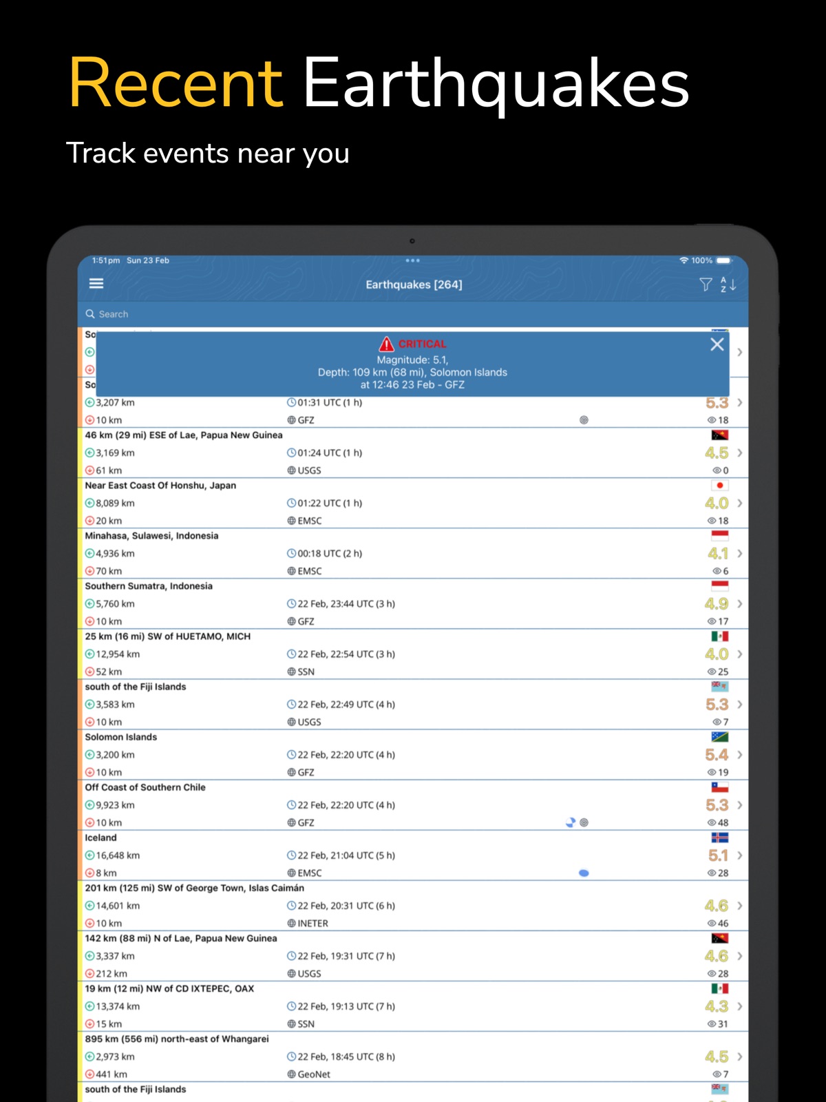 Earthquake+ Alerts & Tracker ipad screenshot 2
