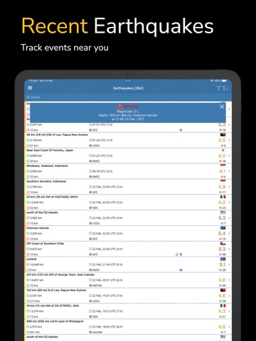 Earthquake+ Alerts & Tracker iPad screenshot