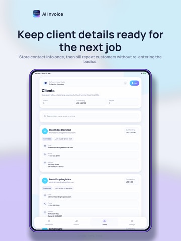 AI Invoice - Invoicing Tool iPad screenshot