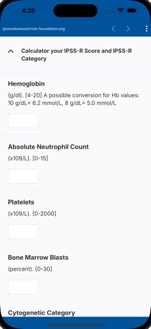 IPSS-R Advanced Calculator screenshot