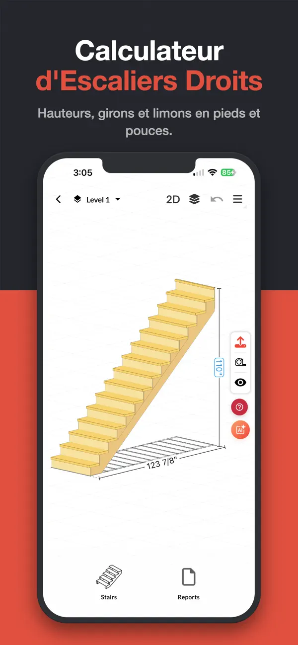 Screenshot #1 pour RedX Escaliers 3D -Calculateur
