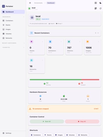 Portainer Mobile: Docker Admin iPad screenshot