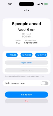 Queue Forecast iPhone screenshot