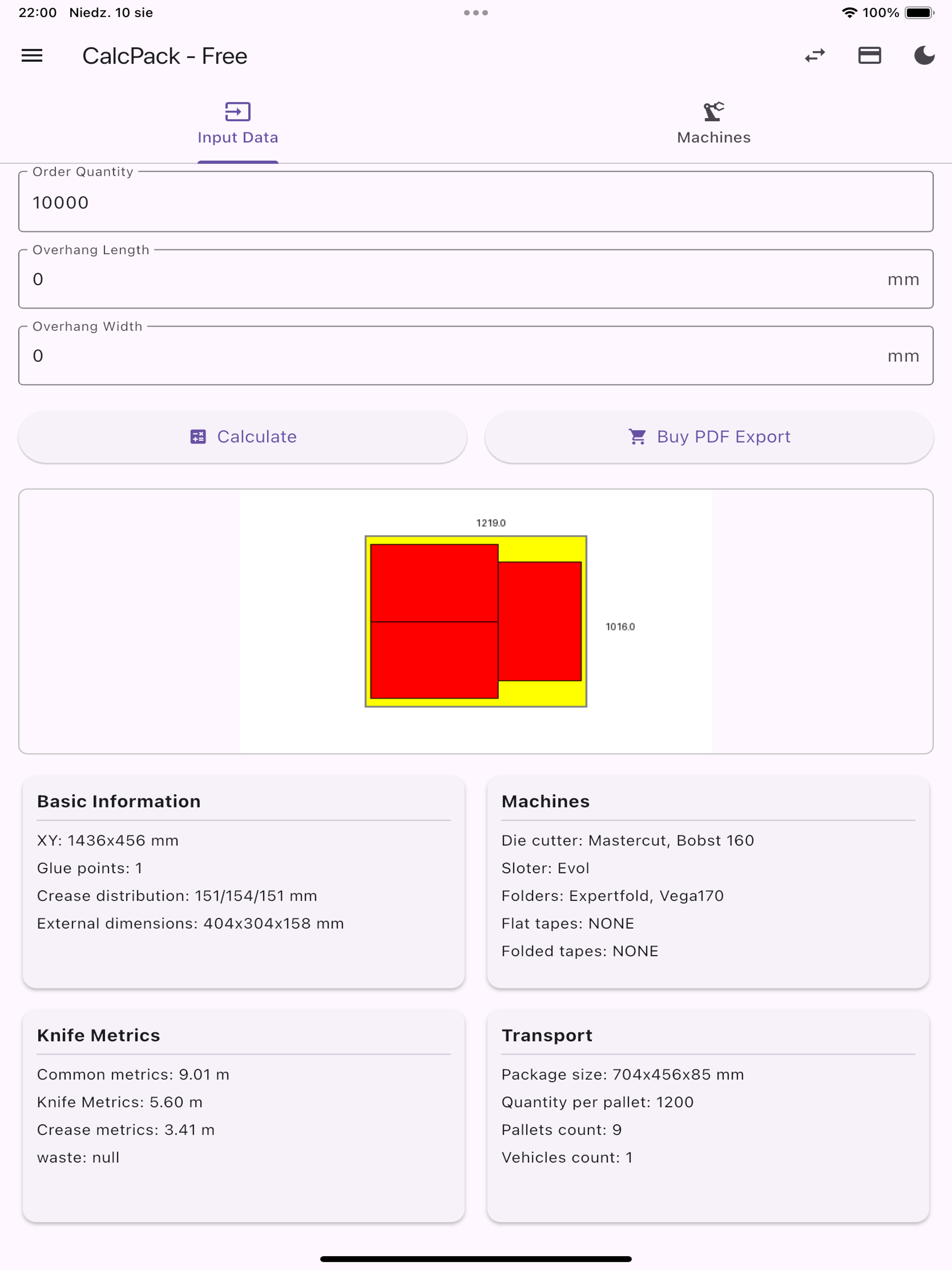 CalcPack calculating packaging