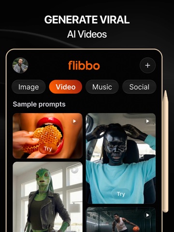 Flibbo - AI Video Image Music iPad screenshot
