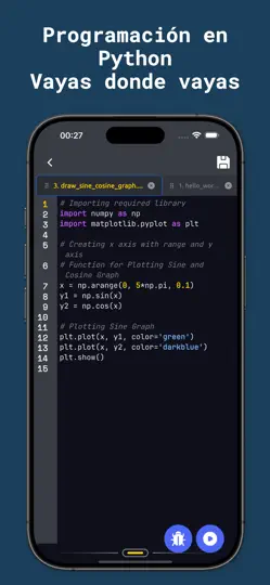 Captura de pantalla de Python Editor Coding 3 IDE App en iPhone 2