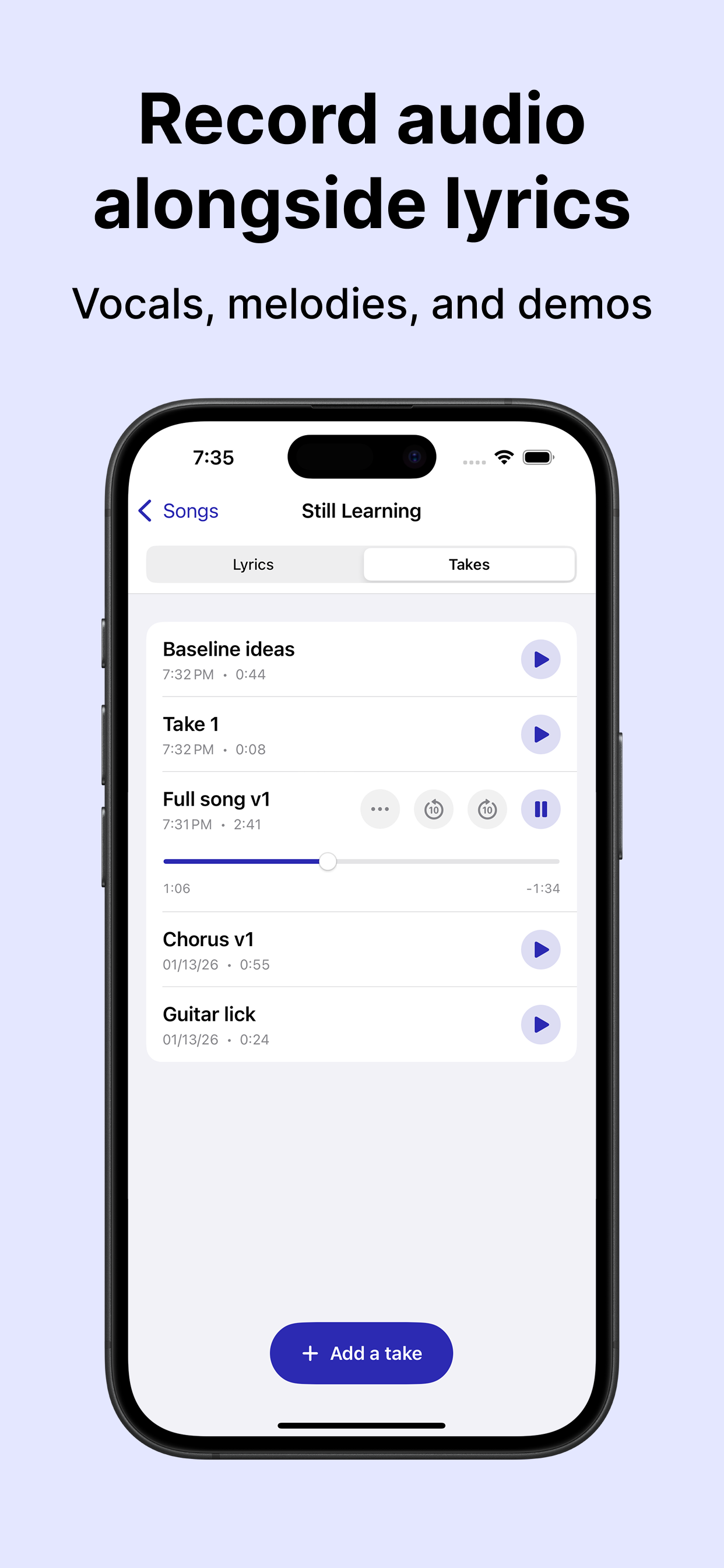 SongLab: Lyrics & Takes screenshot 3