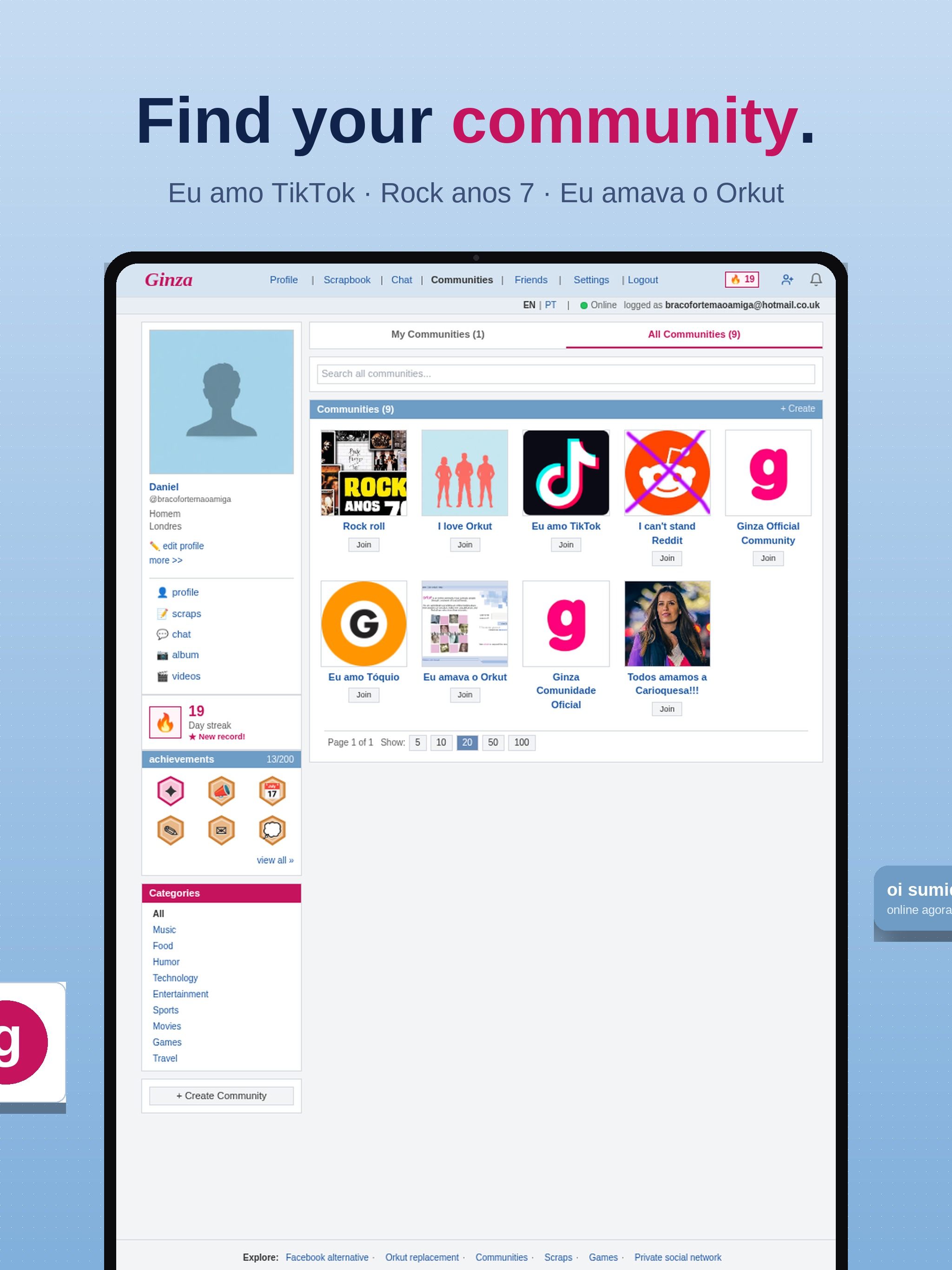 Ginza: Rede Social do Orkut screenshot 10