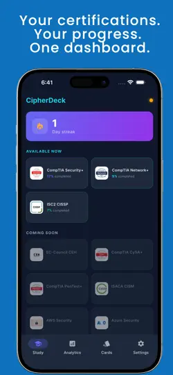 CipherDeck: Cyber Flashcards iPhone Screenshot 1