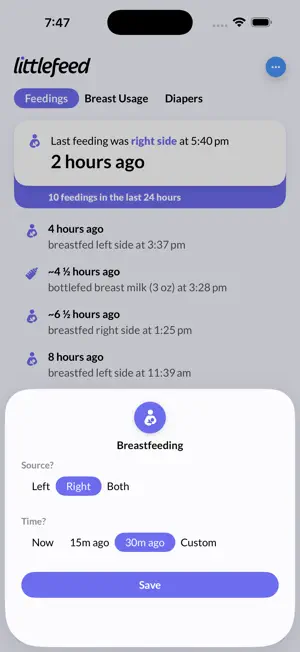 littlefeed - feed your baby screenshot 2