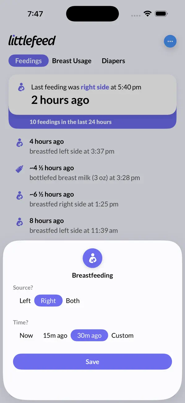 Screenshot #2 pour littlefeed - feed your baby