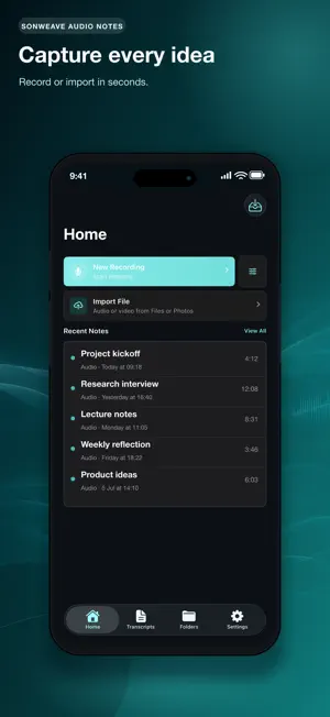 SonWeave Notes - Voice to Text screenshot 1