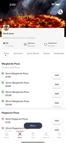 Gardi pizza screenshot