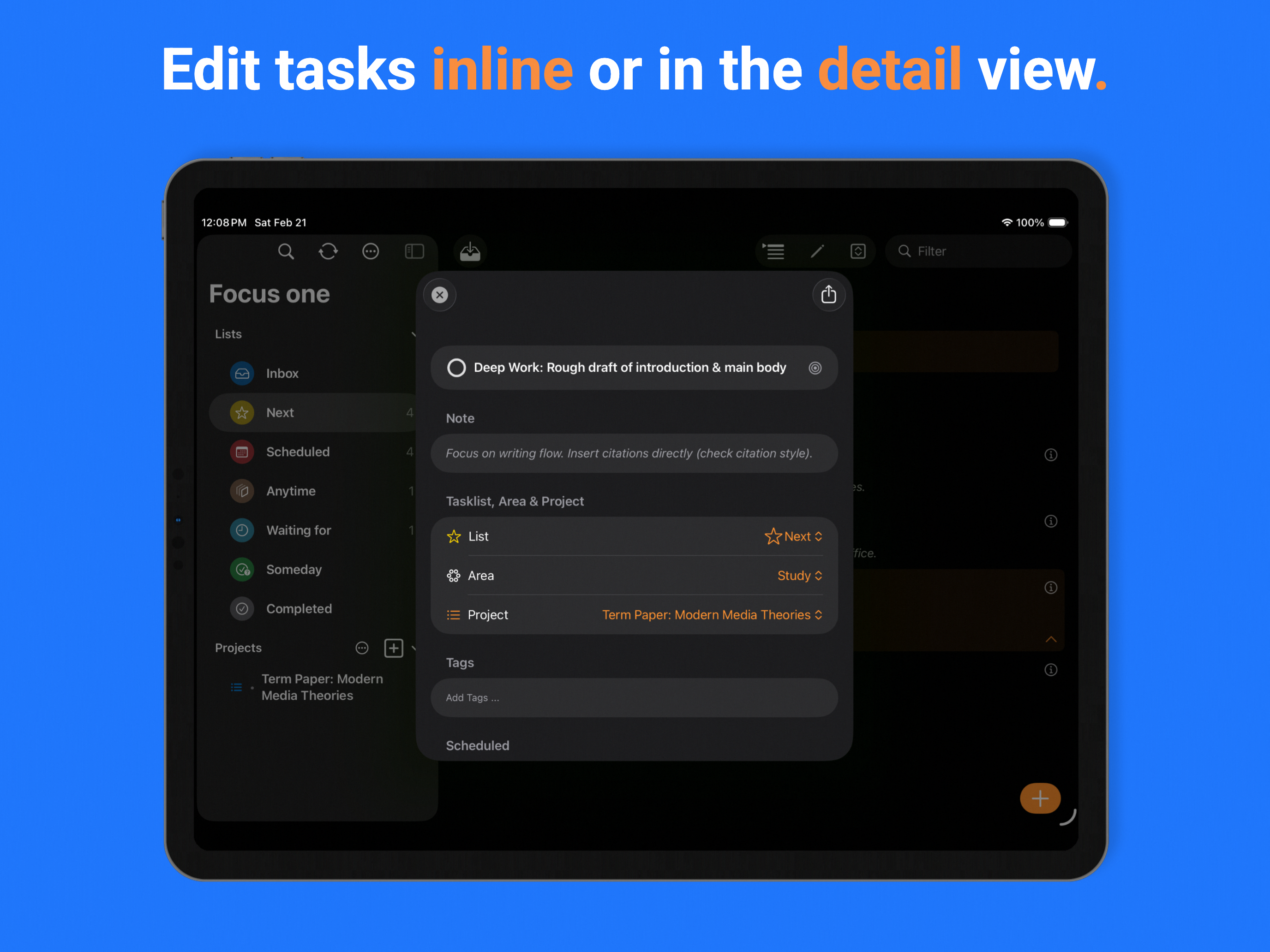 Todo & Task Manager: Focus one screenshot 11