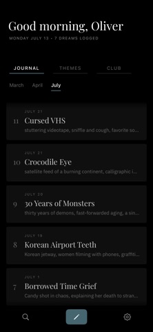 Dream Club Journal iPhone screenshot