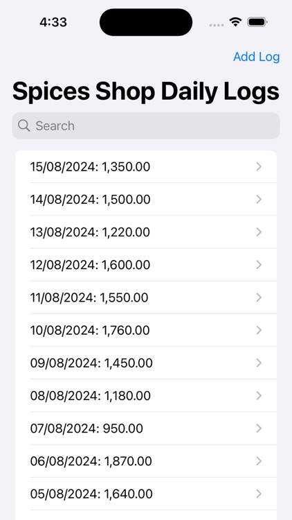 Spices Store Daily Log