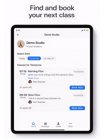 CoreBookings iPad screenshot
