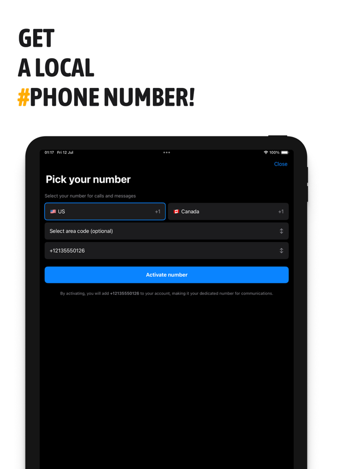 Second phone number - txt now