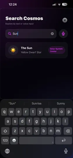 Captura de pantalla de Astrovex en iPhone 4