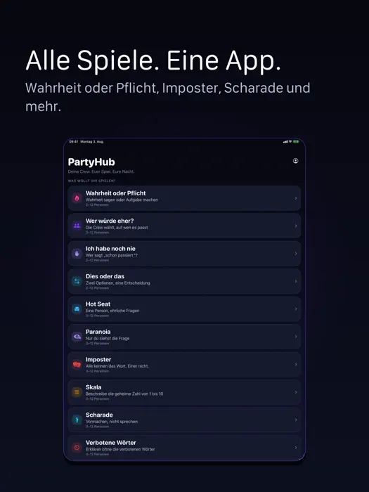 PartyHub — iPad Screenshot 1