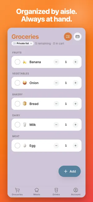 Yummy: Grocery List & Recipes screenshot 1