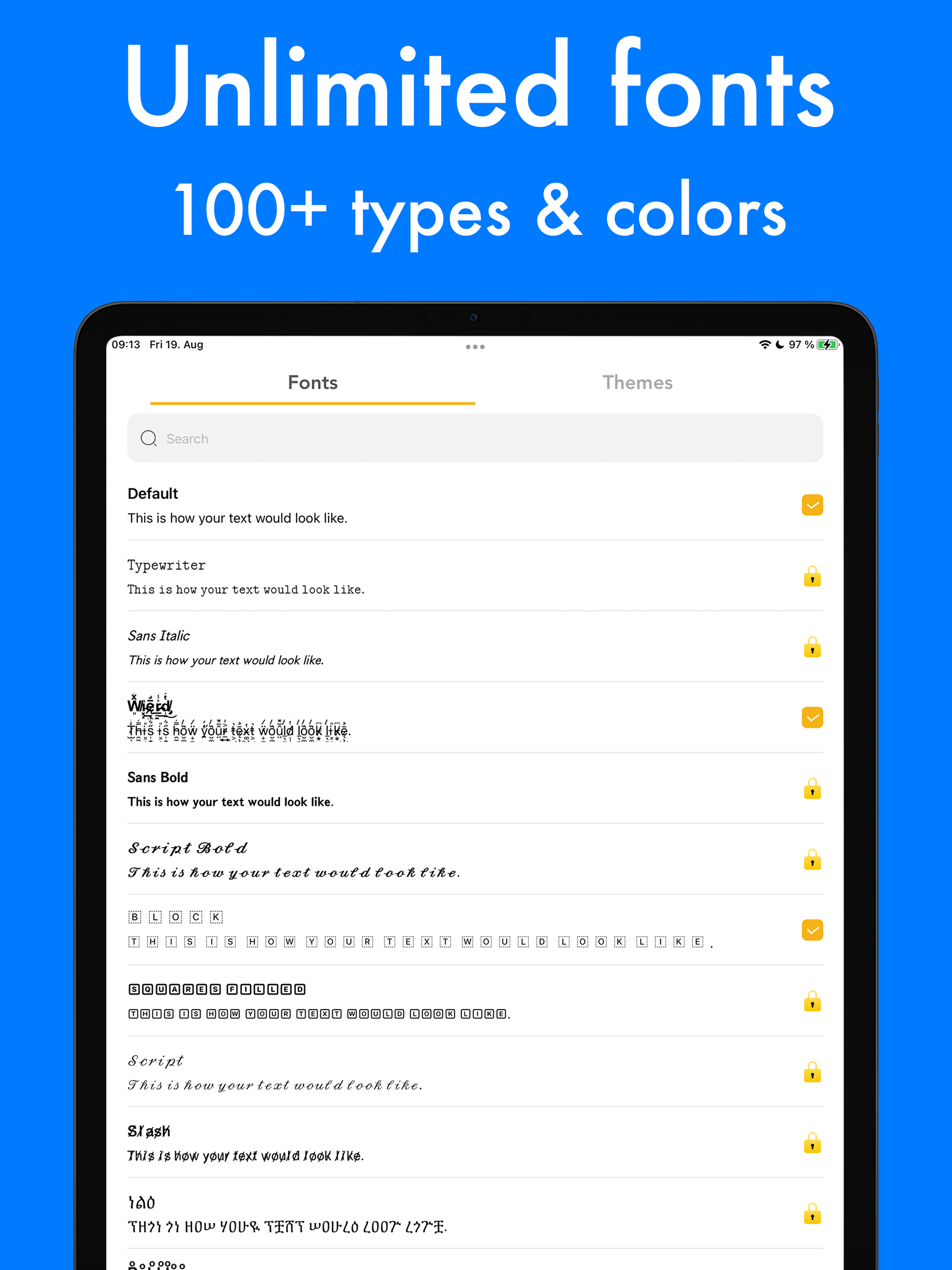 Aa Teclado, letras para iPhone