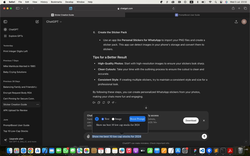 #1. Prompt Boost Web Extension (macOS) Bởi: Omer Cohen