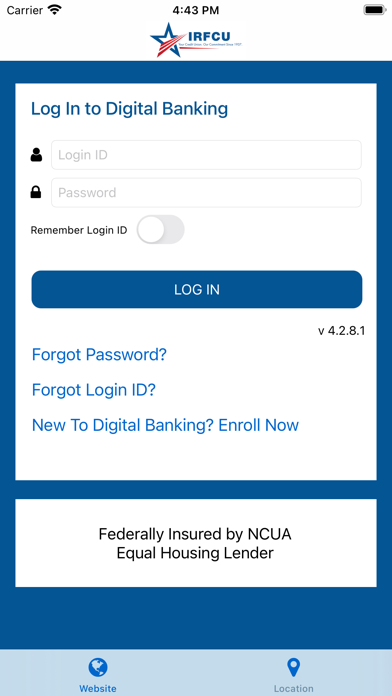 IRFCU Mobile Banking Screenshot