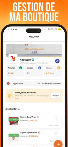Vendeur Proxicart screenshot