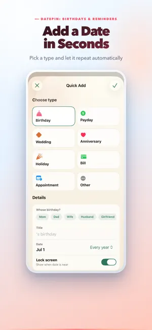 DatePin: Birthdays & Reminders screenshot 2