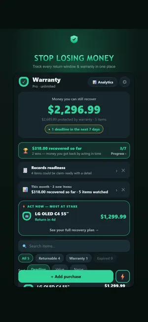 Warranty Tracker & Receipts screenshot 1
