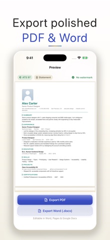 CV Desk: ATS Resume Builder iPhone screenshot