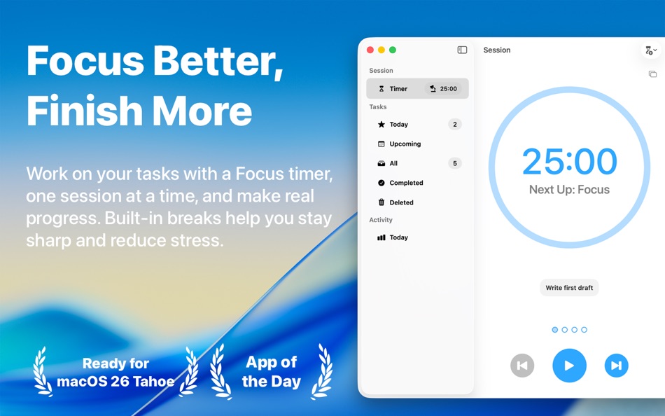 #1. Focus – Productivity Timer (macOS) By: Meaningful Things GmbH & Co. KG