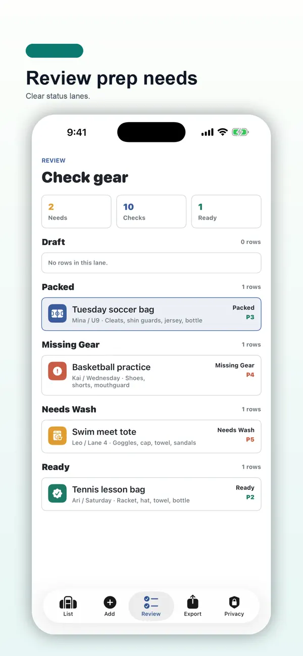 Screenshot #3 pour Kids Sports Gear Bag Pad