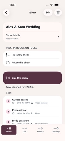 CueWing: Run of Show screenshot