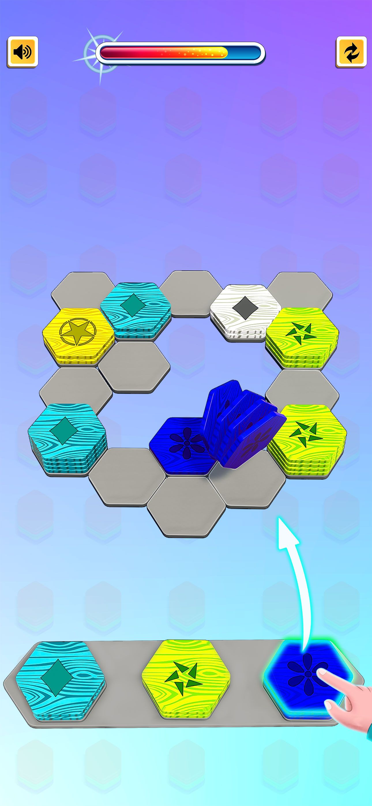 Wood Hexagone Merge Puzzle 3D