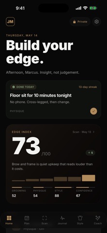 JIGGO: Men's Edge Coach iPhone screenshot