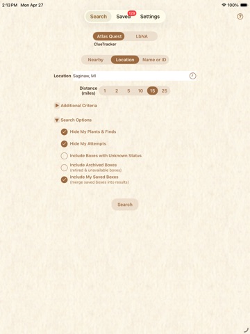 Clue Tracker for Letterboxing iPad screenshot