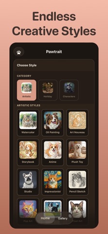 Pawtrait: Pet Portrait AI iPhone screenshot