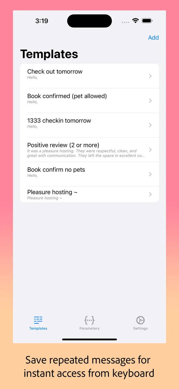 Screenshot #1 pour Templates - Custom Keyboard