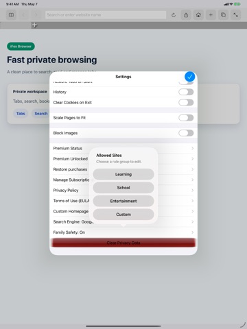 iFox Browser iPad screenshot